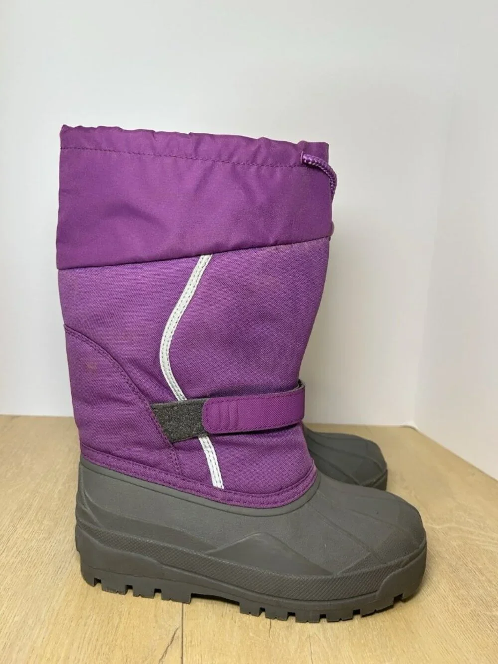LL Bean Kids Winter Snow Boots Purple Gray Size 4 Warm Insulated Waterproof